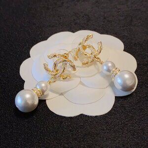 Chanel Pearl Gold Earrings